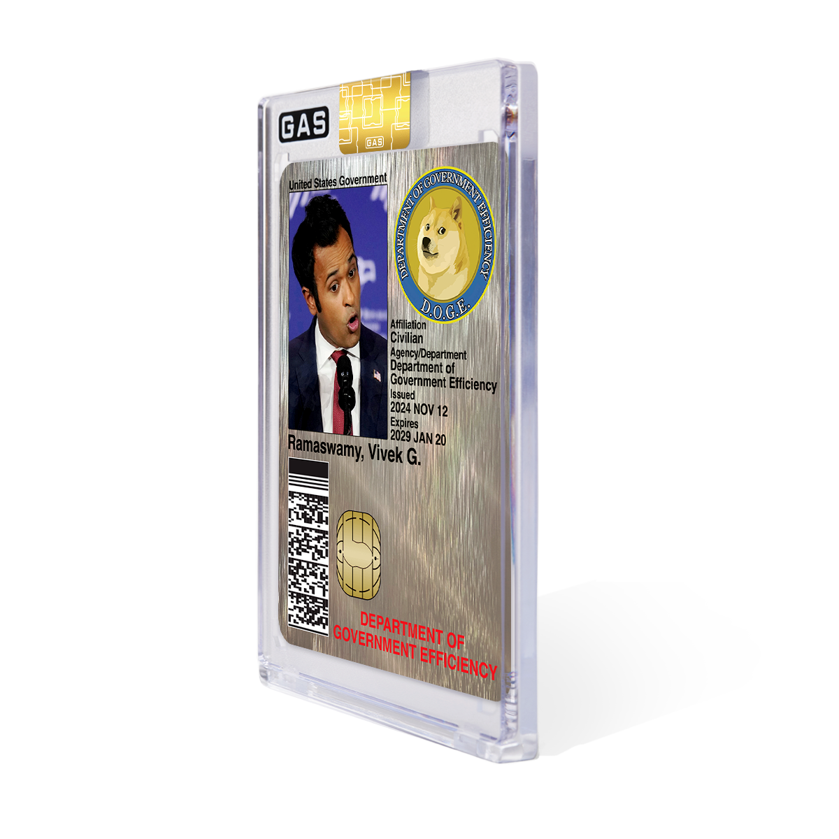 Limited Edition Vivek Ramaswamy D.O.G.E. Platinum GAS ID Card