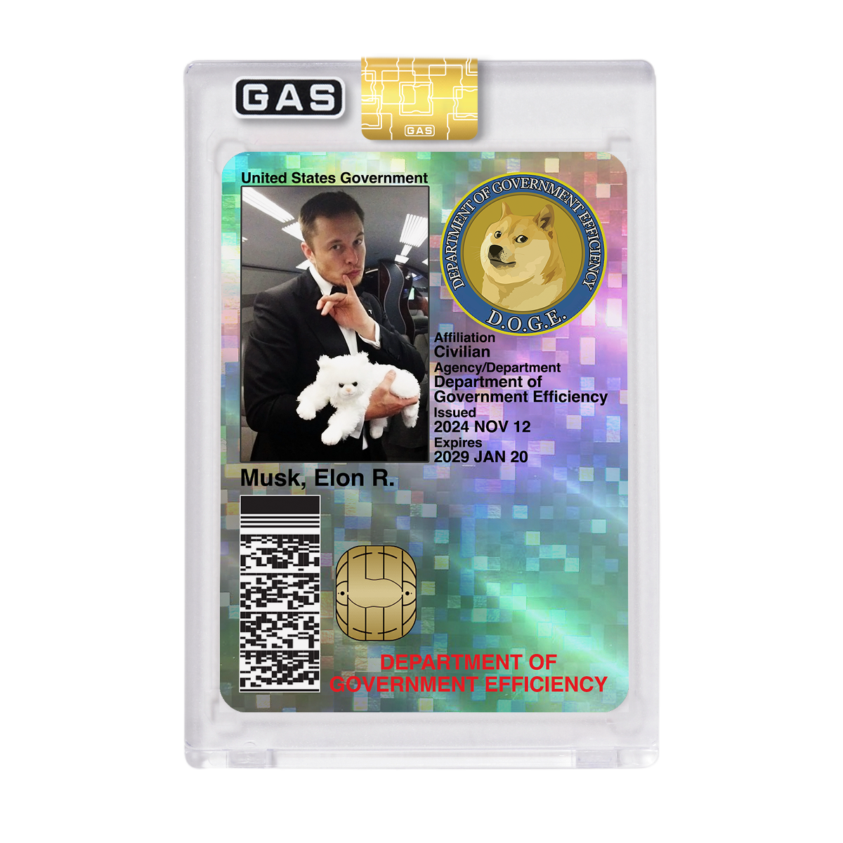 Open Edition Elon Musk D.O.G.E. GAS ID Card
