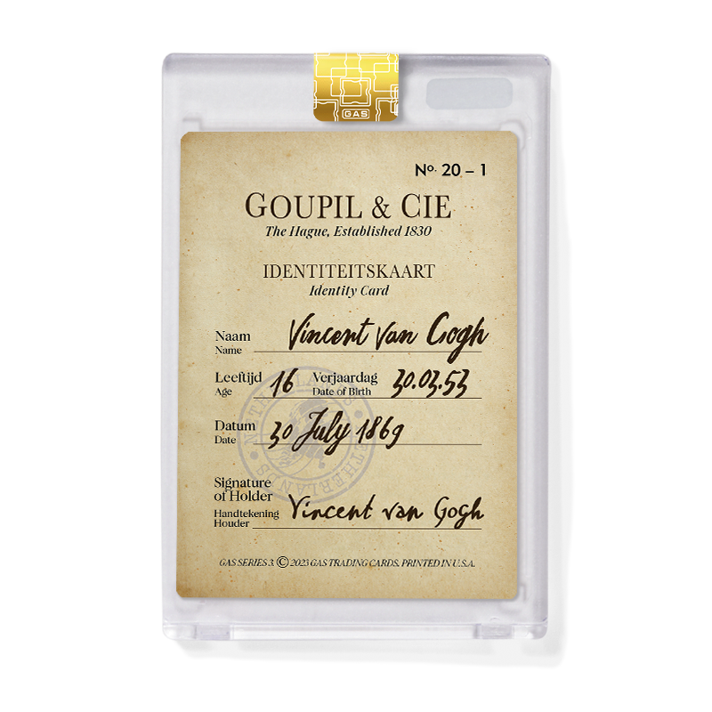 Limited Edition GAS Series 3 #20 c.1869 Vincent Van Gogh, Goupil & Cie, Identification Card
