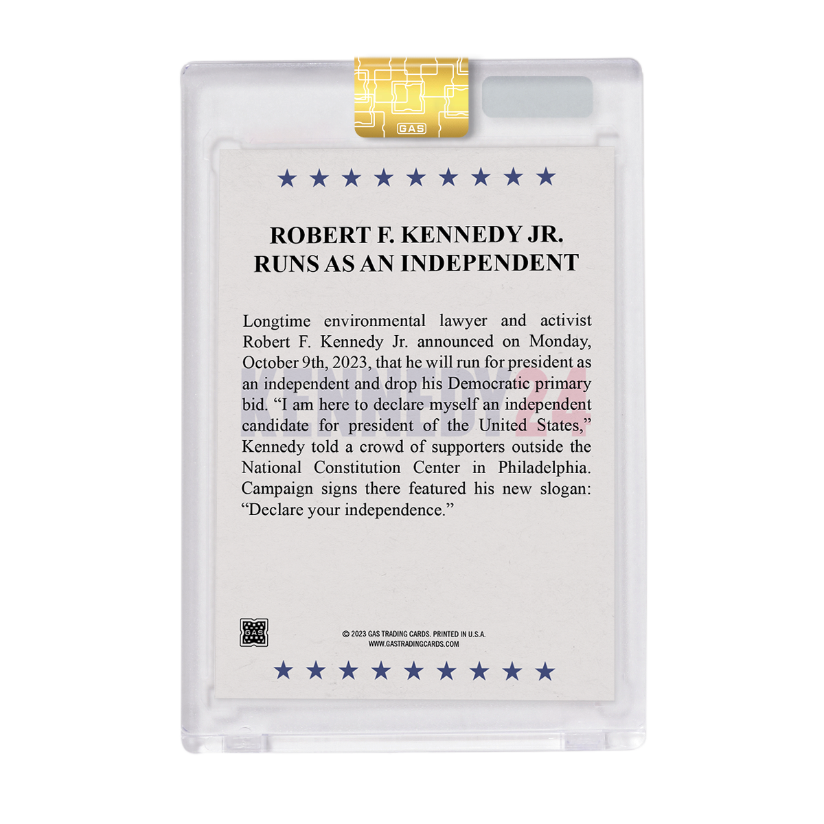 Limited Edition GAS RFK Jr. Cracked Foil Prism Card