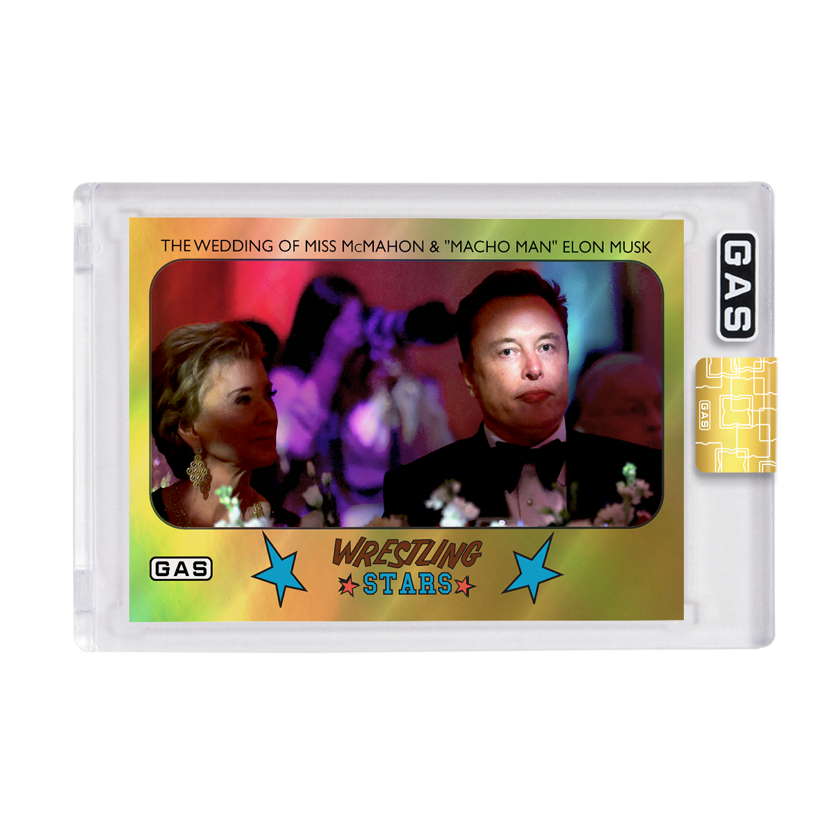 Short Print Linda McMahon & Elon Musk GAS Gold Foil Card