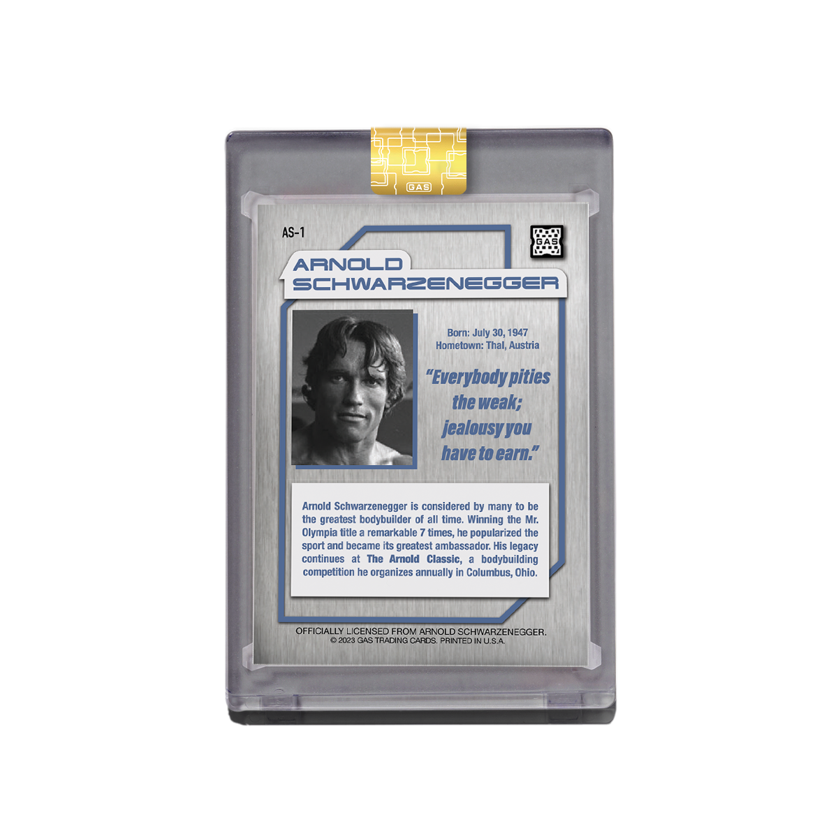 Arnold Schwarzenegger Built to Perfection Deluxe Base GAS Cards Tin Box Set