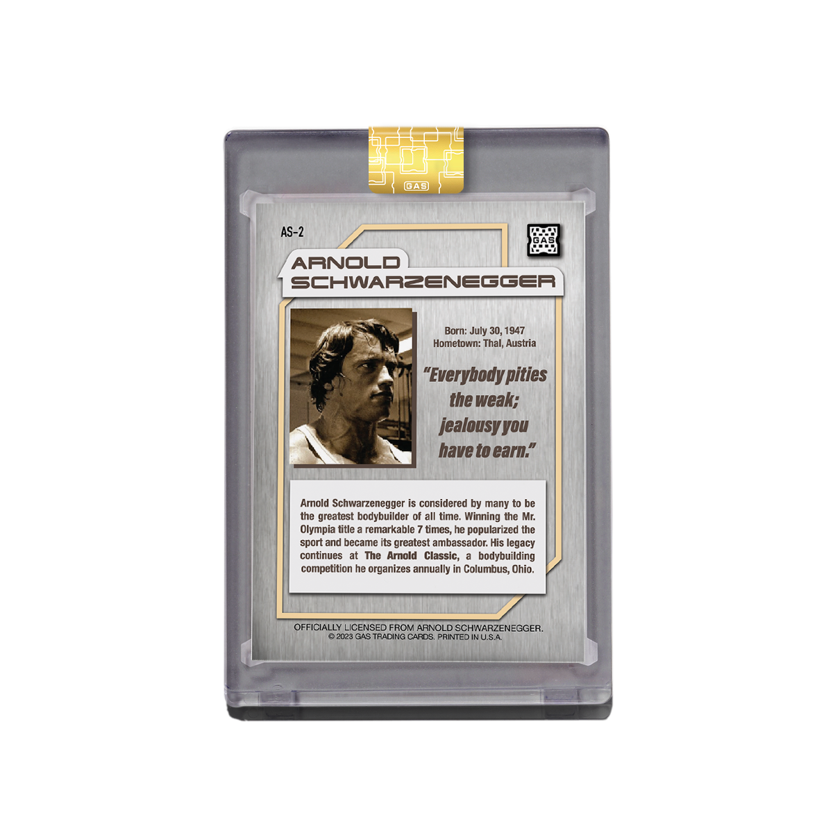 Arnold Schwarzenegger Built to Perfection Deluxe Base GAS Cards Tin Box Set