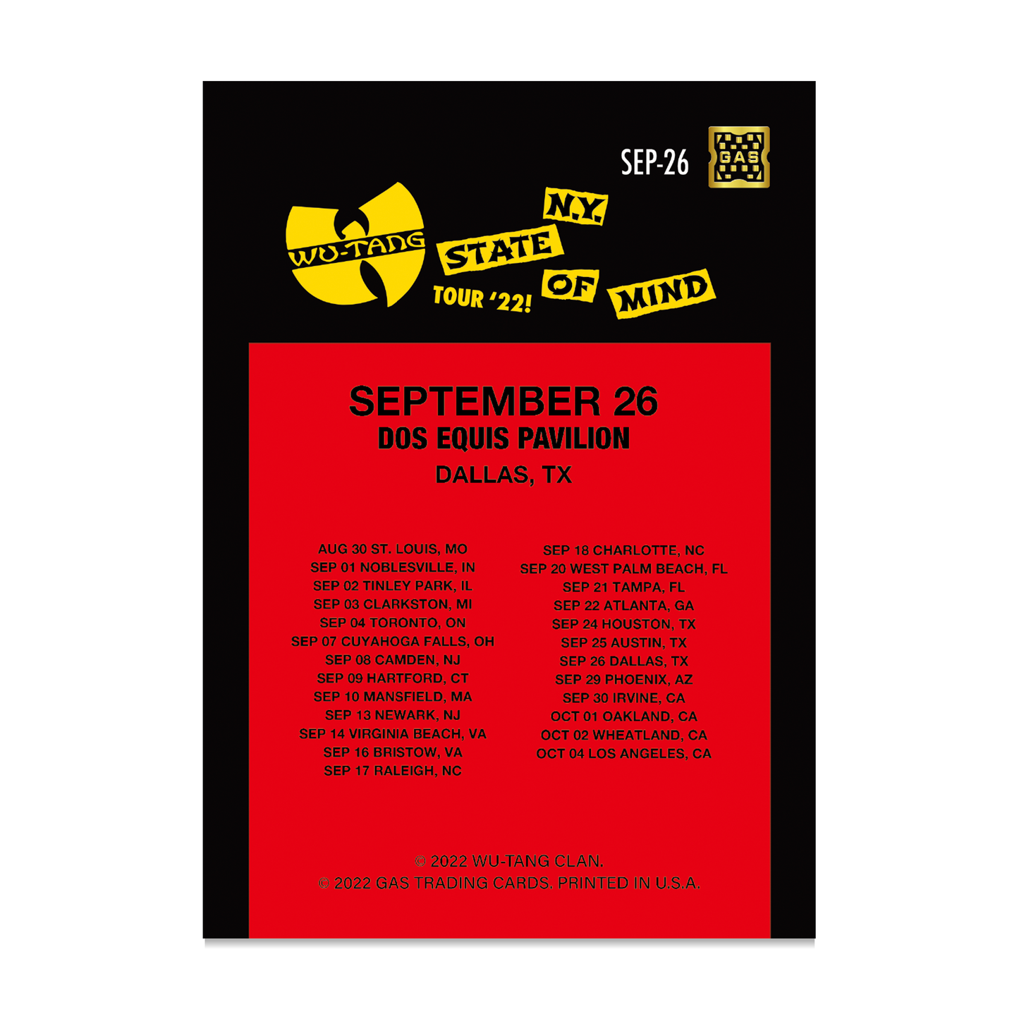 GAS Wu-Tang Clan 9/25-10/1 NTWRK Exclusive 5 Magma Foil Limited Edition Card Bundle