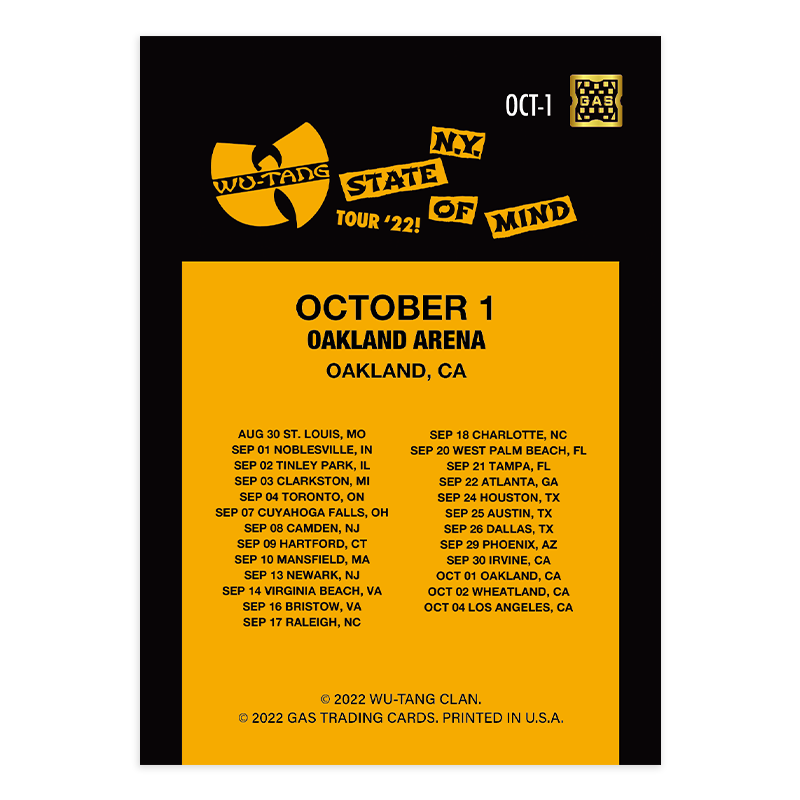 GAS Wu-Tang Clan 9/25-10/1 NTWRK Exclusive 5 Magma Foil Limited Edition Card Bundle