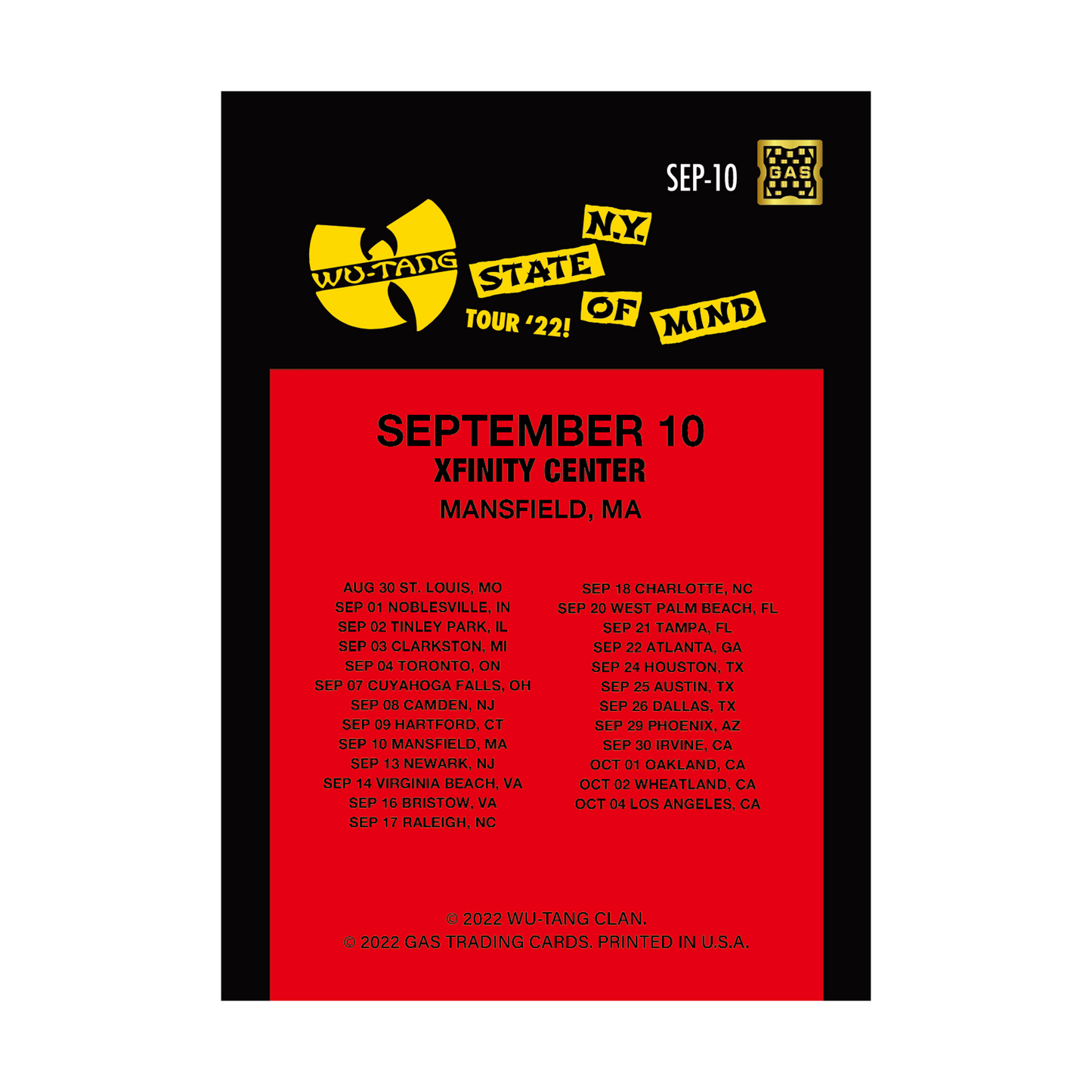 GAS Wu-Tang Clan 9/10-9/17 NTWRK Exclusive 5 Magma Foil Limited Edition Card Bundle