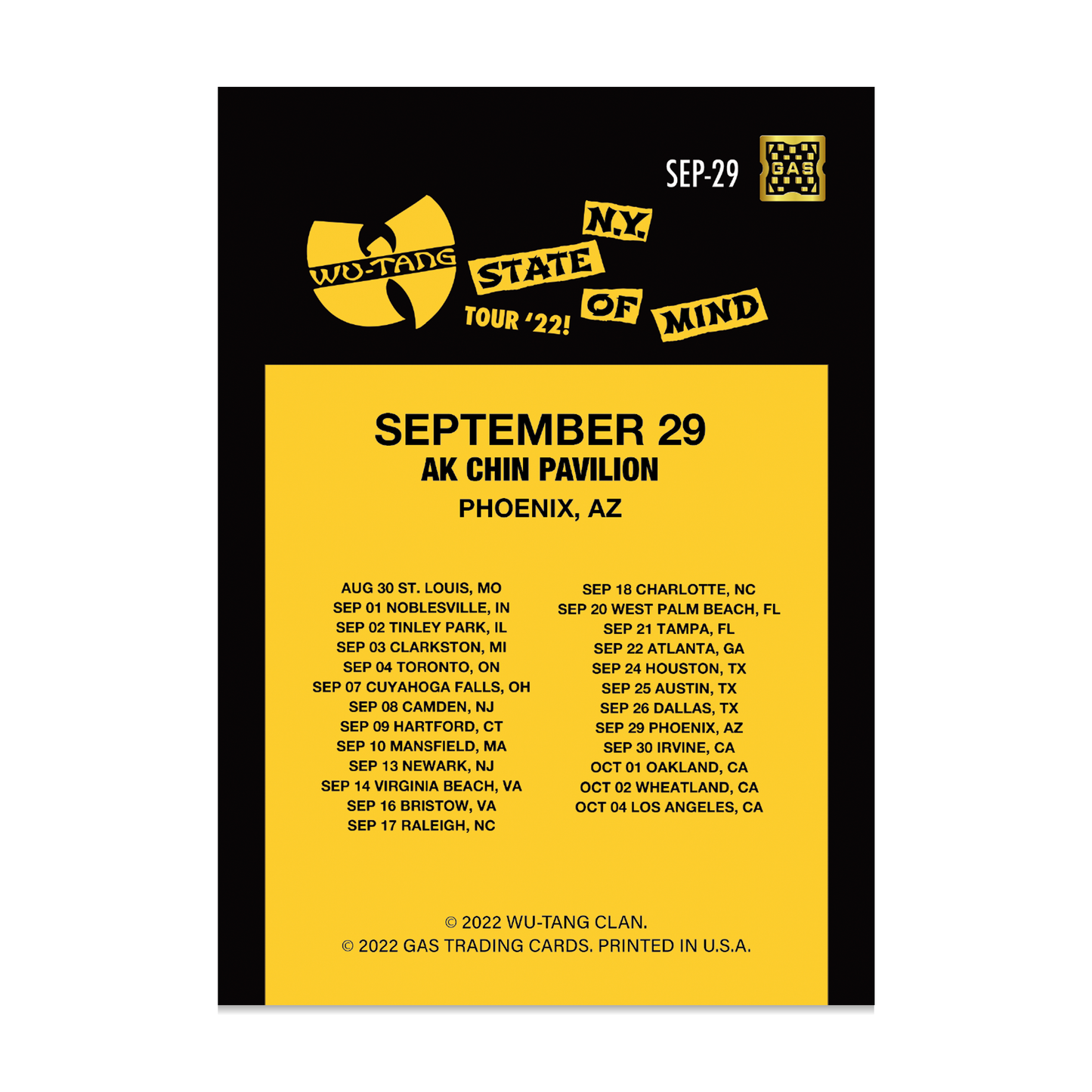 GAS Wu-Tang Clan 9/25-10/1 NTWRK Exclusive 5 Magma Foil Limited Edition Card Bundle