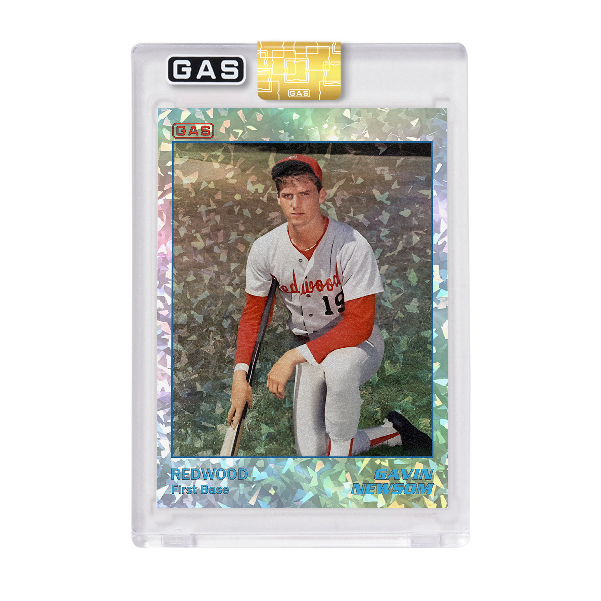 Limited Edition Cracked Foil Gavin Newsom Gas Rookie Baseball Card 