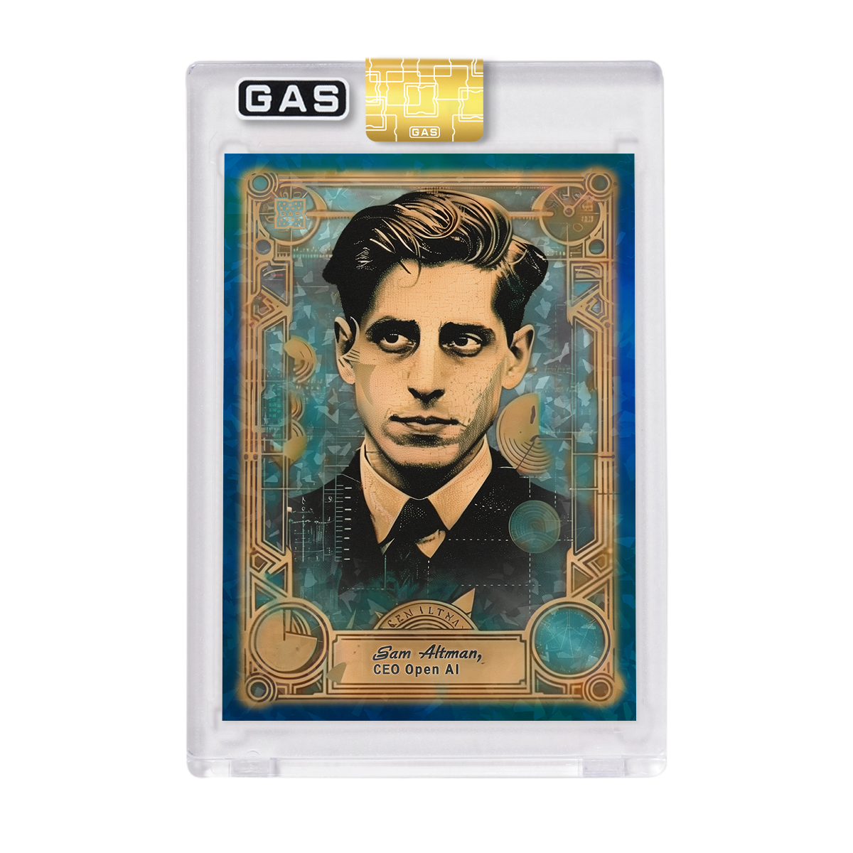 Limited Edition Sam Altman AI-Created GAS Cracked Foil Trading Card