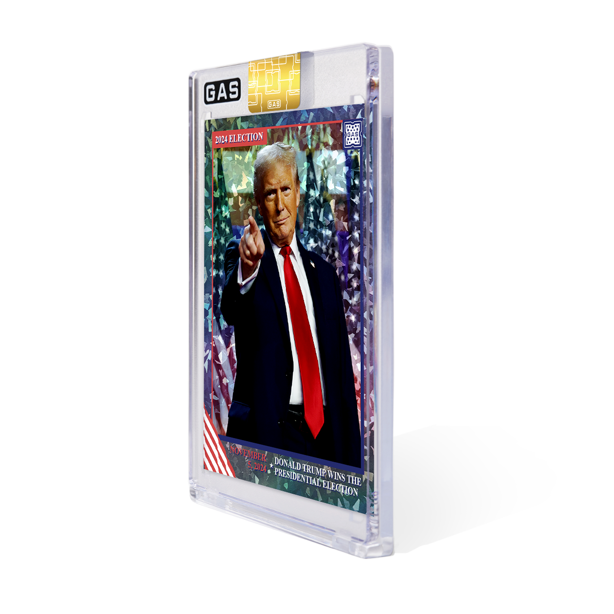 Limited Edition Donald Trump Wins the Election Cracked Foil GAS Trading Card