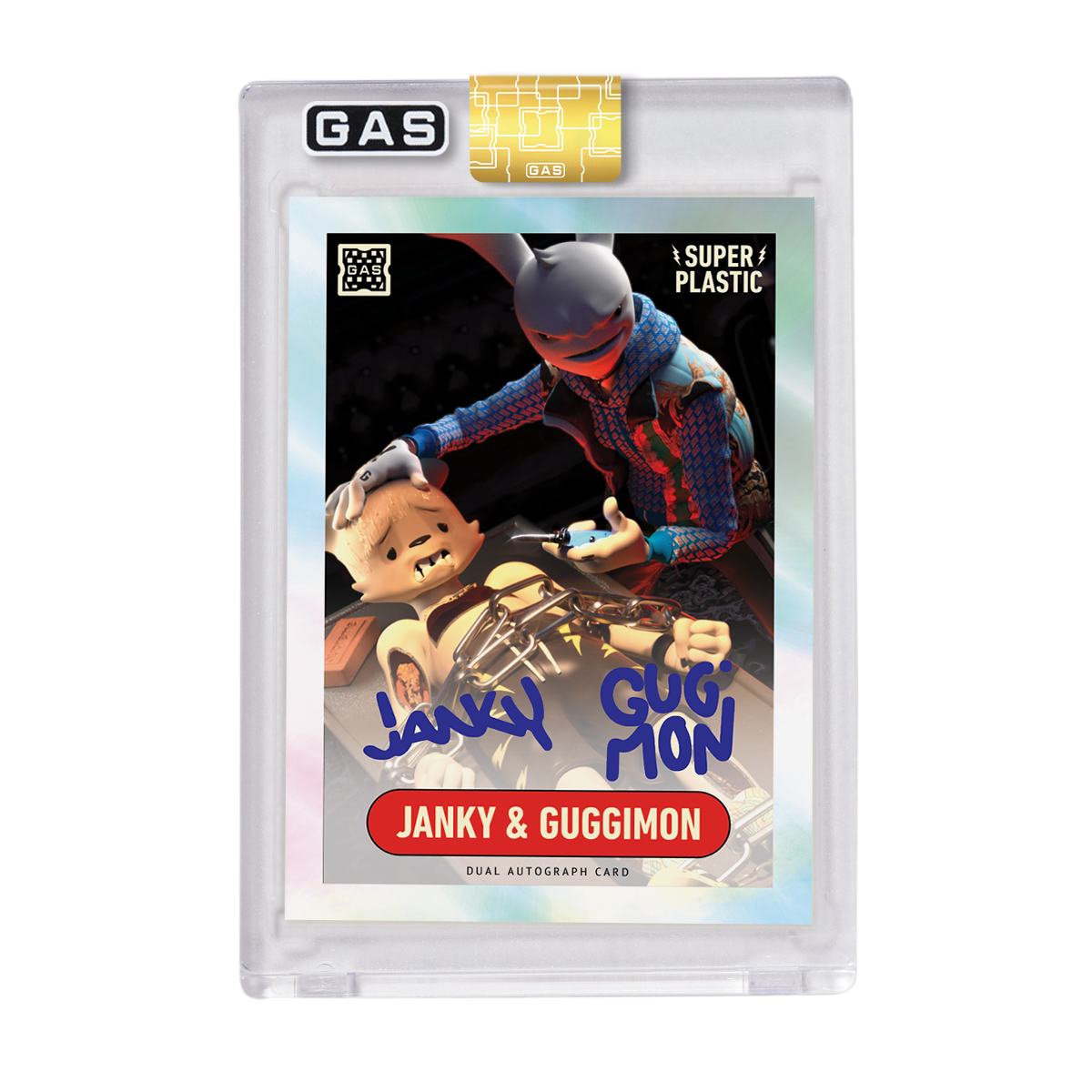 Limited Edition Dual Autograph Foil Prism Superplastic Janky & Guggimon GAS Trading Cards