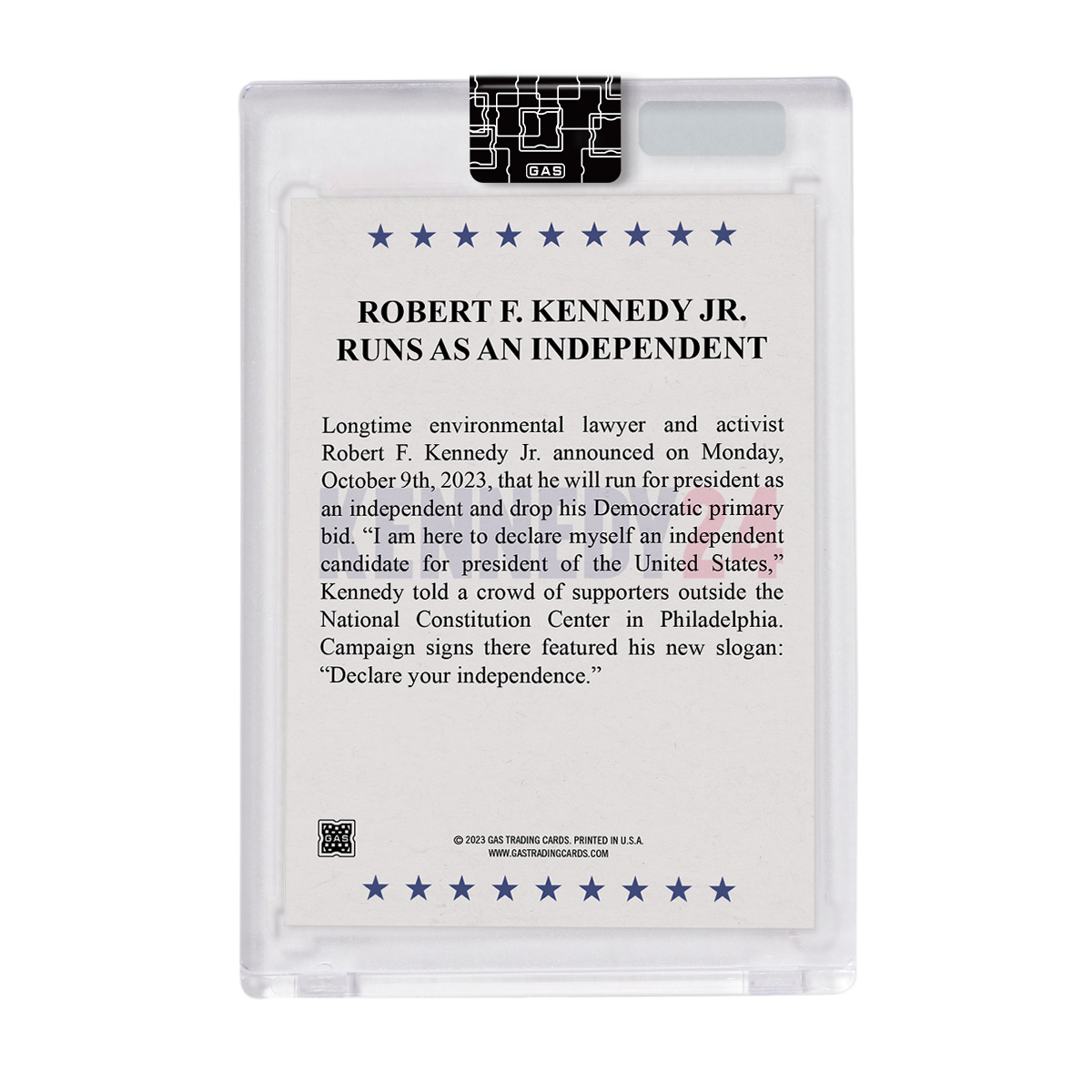 GAS Robert F. Kennedy Jr. Open Edition Trading Card