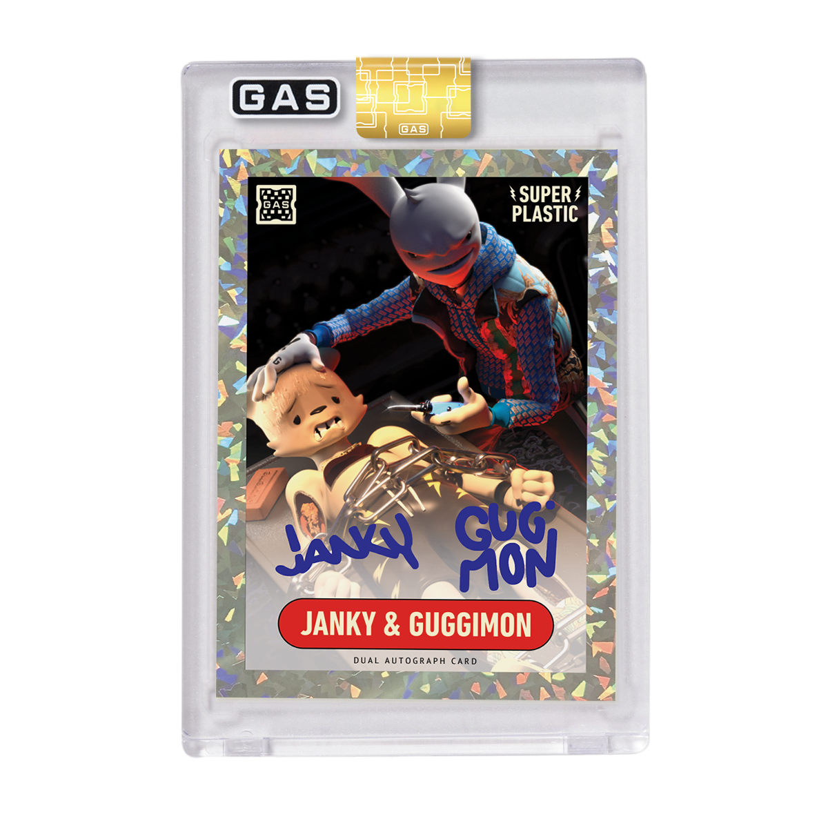 Limited Edition Dual Autograph Foil Prism Superplastic Janky & Guggimon GAS Trading Cards