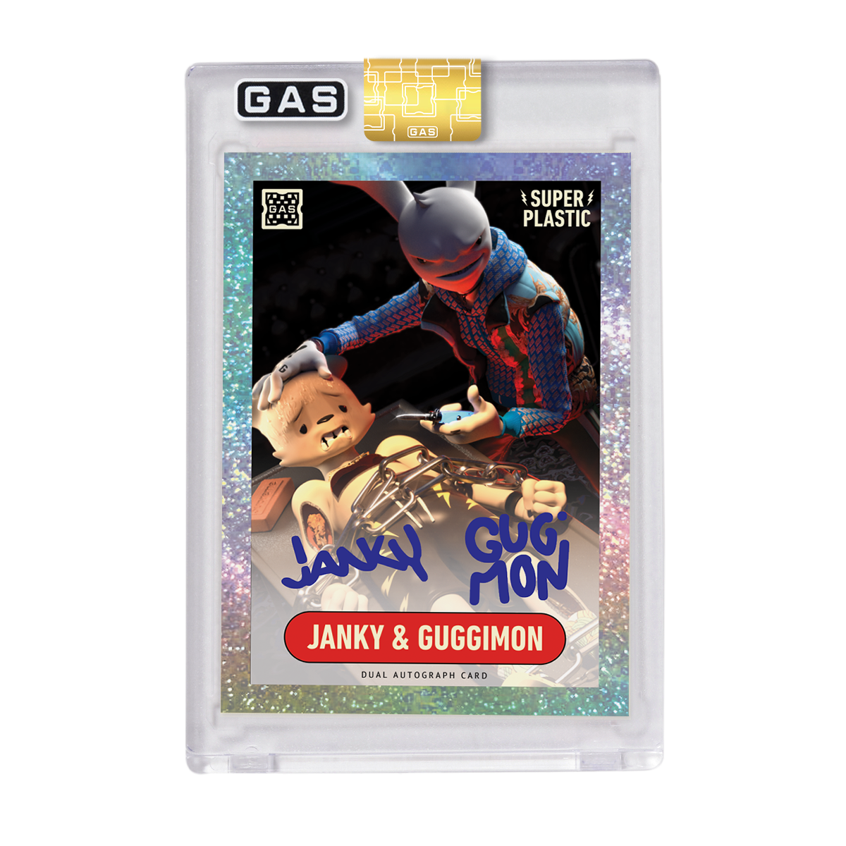 Limited Edition Dual Autograph Foil Prism Superplastic Janky & Guggimon GAS Trading Cards