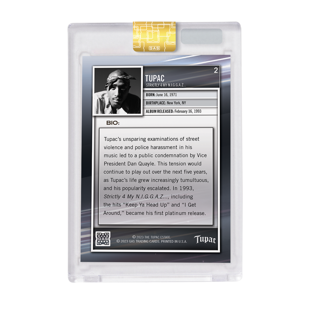 Limited Edition Tupac Shakur 2023 GAS Cracked Foil Prism Hip-Hop Trading Cards Set