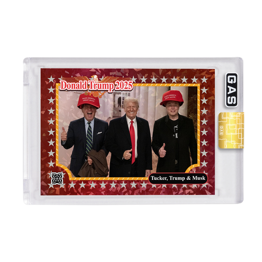 Limited Edition Tucker, Trump & Musk GAS Cracked Ice Foil Card