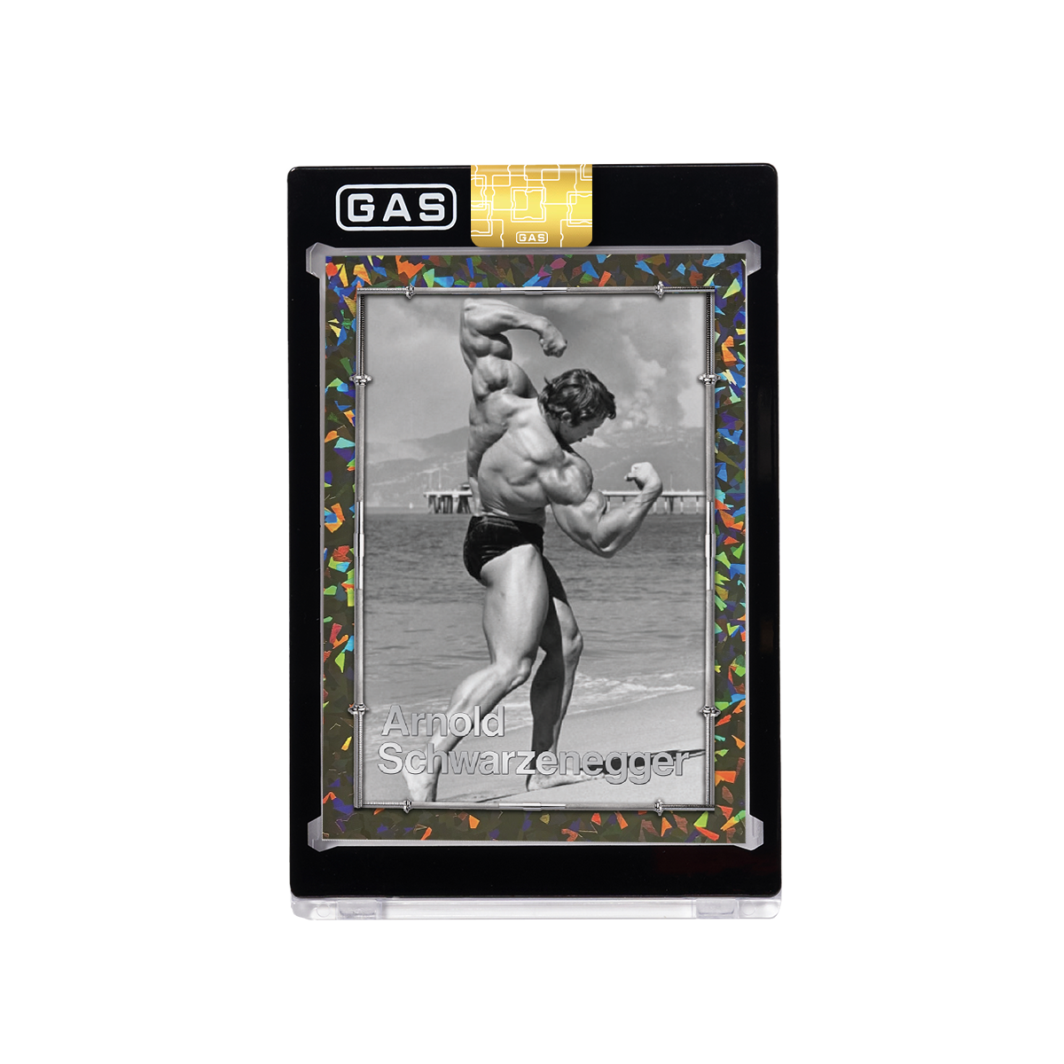 Limited Edition Foil Arnold Schwarzenegger Built to Perfection  Deluxe GAS Cracked Prism Trading Cards Tin Box Set