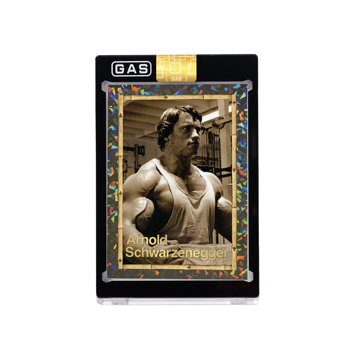 Limited Edition Foil Arnold Schwarzenegger Built to Perfection  Deluxe GAS Cracked Prism Trading Cards Tin Box Set
