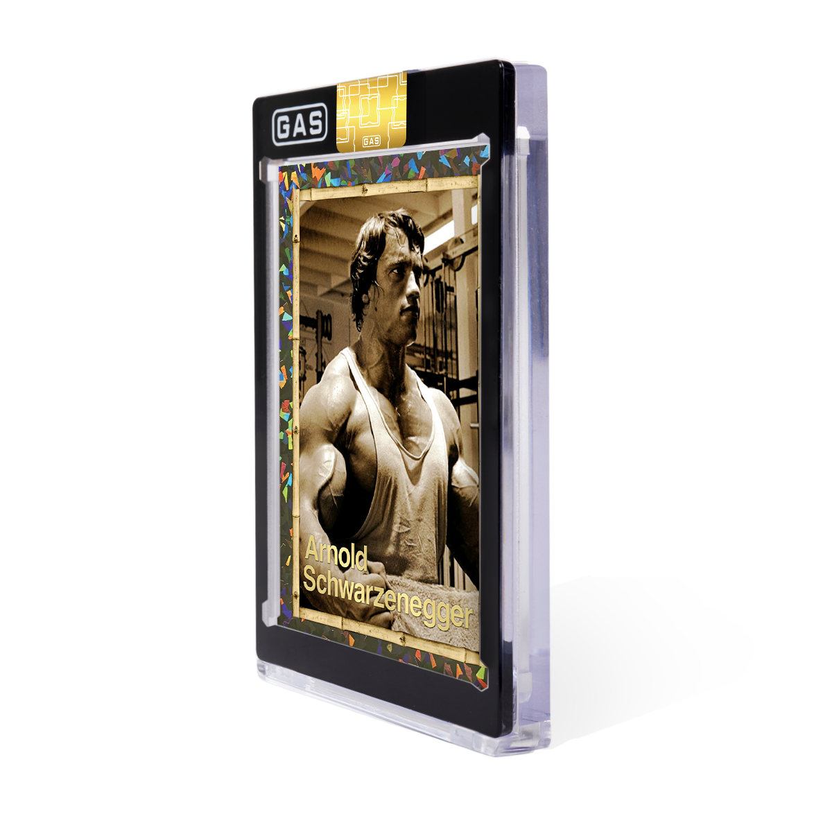 Limited Edition Foil Arnold Schwarzenegger Built to Perfection  Deluxe GAS Cracked Prism Trading Cards Tin Box Set