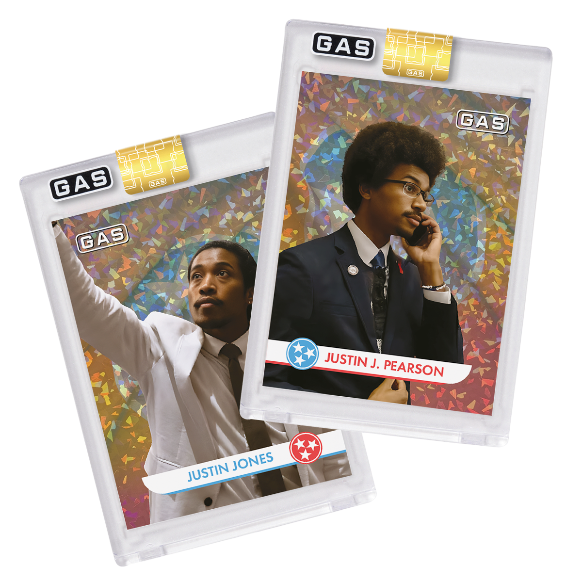 Limited Edition GAS Justin Jones & Justin J. Pearson Cracked Ice Foil Prism Two-Card Set