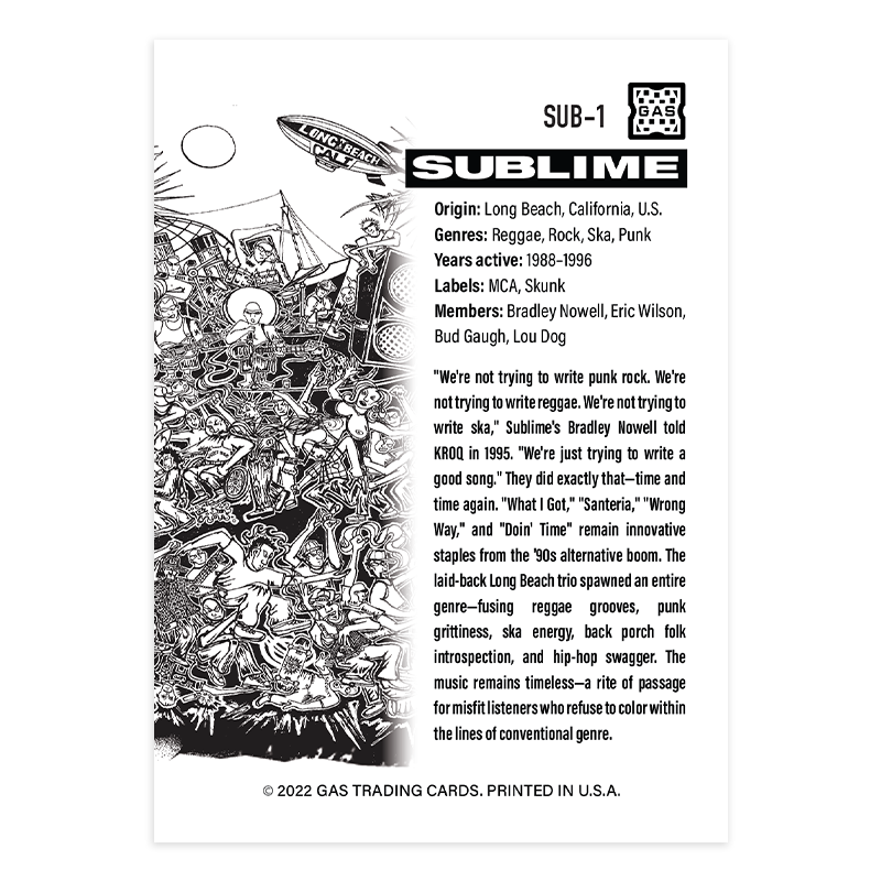 The Official Sublime GAS Trading Card #1 Base Edition