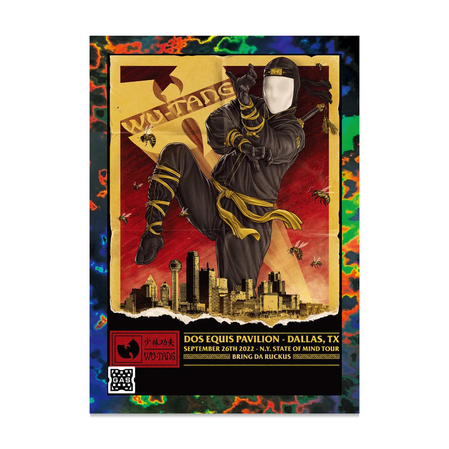 GAS Wu-Tang Clan Dallas, TX Limited Edition Magma Foil Card by Sam Green