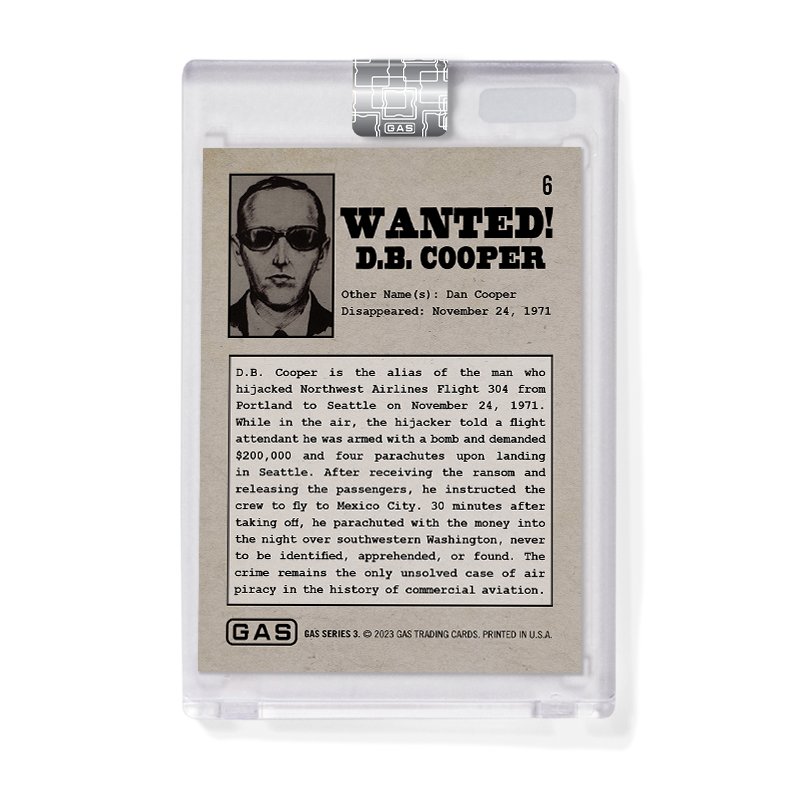 Limited Edition GAS Series 3  #6 D.B. Cooper Cracked Foil Prism Card