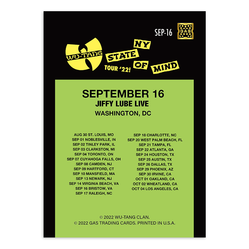 GAS Wu-Tang Clan 9/16, 9/17, 9/18, NYCC-1, NYCC-2 NTWRK Exclusive 5 Base Card Bundle