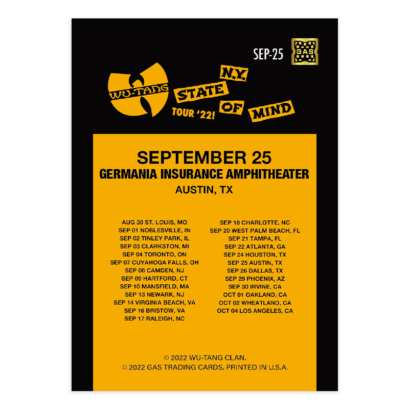 GAS Wu-Tang Clan Austin, TX Limited Edition Magma Foil Card by Vinicius Eduardo Gut