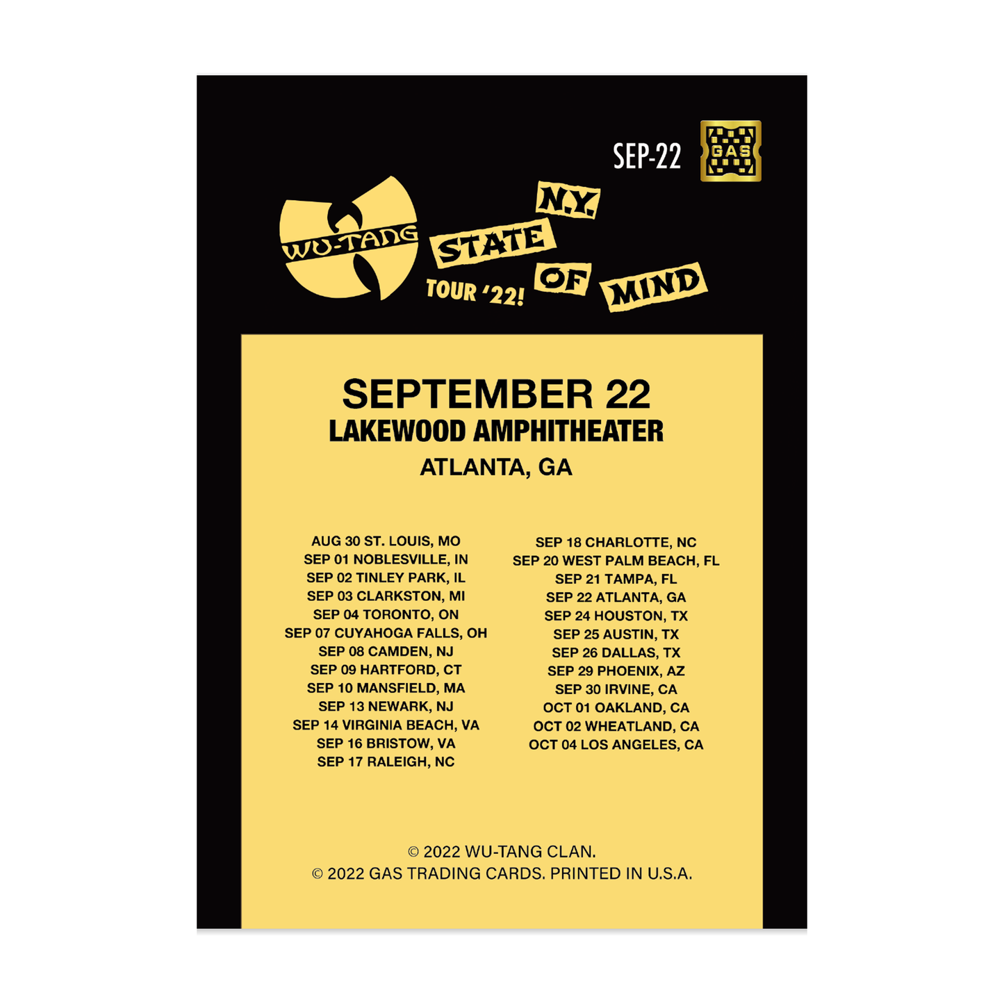 GAS Wu-Tang Clan Atlanta, GA Limited Edition Magma Foil Card by Bailey Zindel